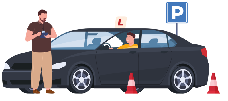 Ein Mann steht neben einem Auto
