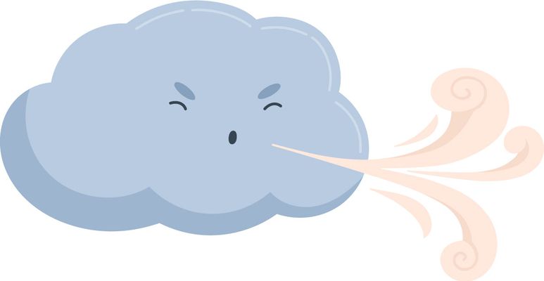 Eine pustende Wolke
